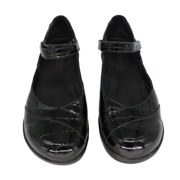 ARAVON Women's Black Patent Croc Embossed Mary Jane 'Maya' Comfort Shoes 6.5 D - Picture 5 of 12
